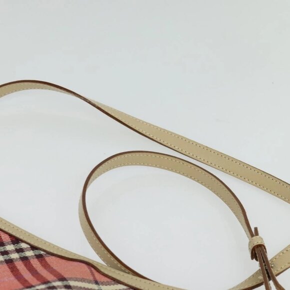 BURBERRY Nova Check Blue Label Shoulder Bag Canvas Leather Pink Auth 137567 - Picture 9 of 16